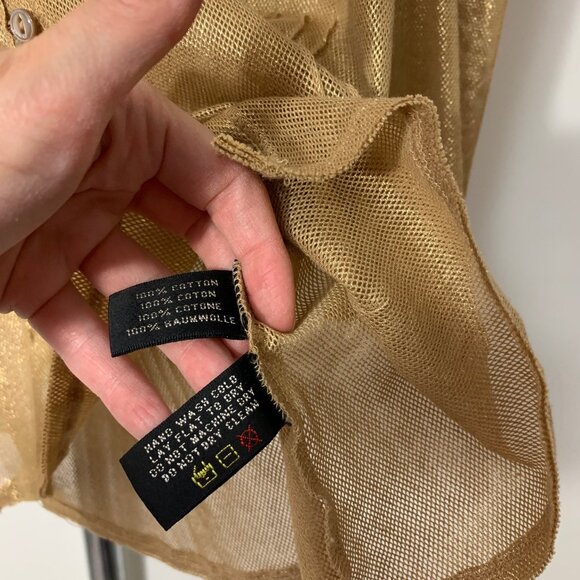 Ralph Lauren Black Label Gold Metallic Cotton Ruffle Blouse Size Small - Picture 3 of 3